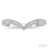 1/6 ctw V-Shape Center Round Cut Diamond Wedding Band in 14K White Gold